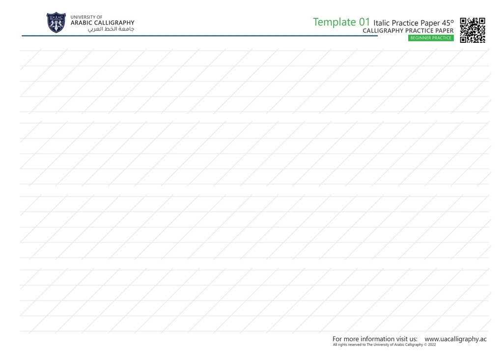 Calligraphy Practice Papers - Italic Practice Paper 45º 